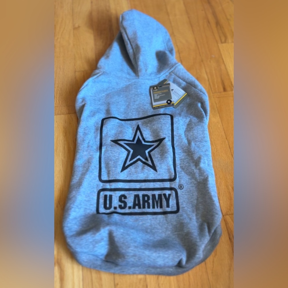 U.S. Army Gray Fleece Dog Hoodie XL NWT‎